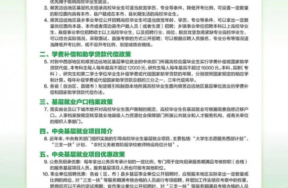 普通高校毕业生基层就业政策公告
